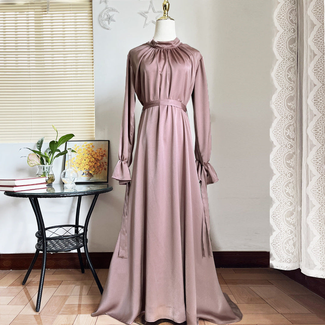 W&W Mode Elegant Satin Gebundenes Kleid