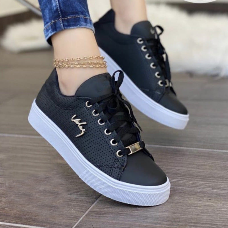 W&W Mode Damen-Sneaker: Flache, atmungsaktive Schnürschuhe für Mädchen"