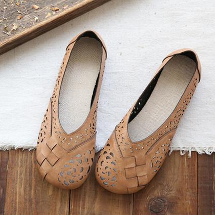WW | Atmungsaktive Lederflats Im Vintage-Stil