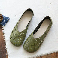 WW | Atmungsaktive Lederflats Im Vintage-Stil