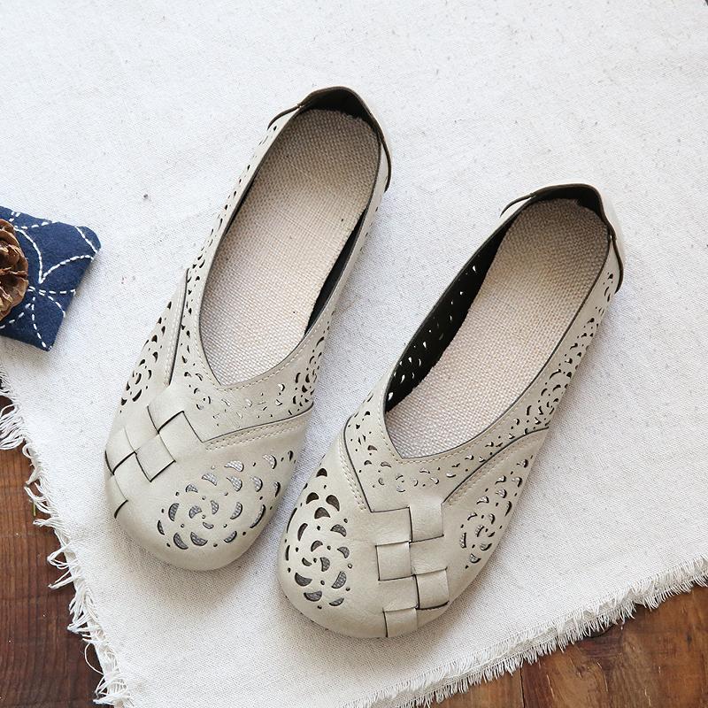 WW | Atmungsaktive Lederflats Im Vintage-Stil