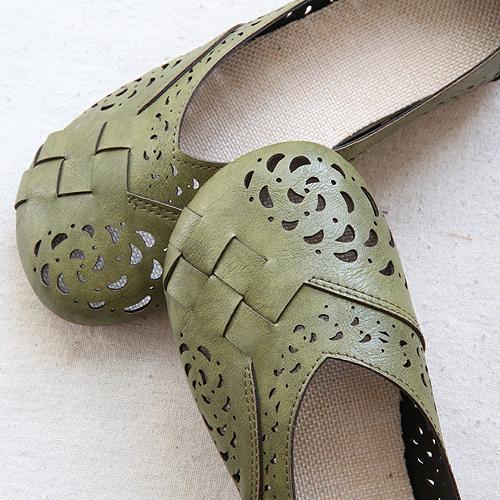 WW | Atmungsaktive Lederflats Im Vintage-Stil