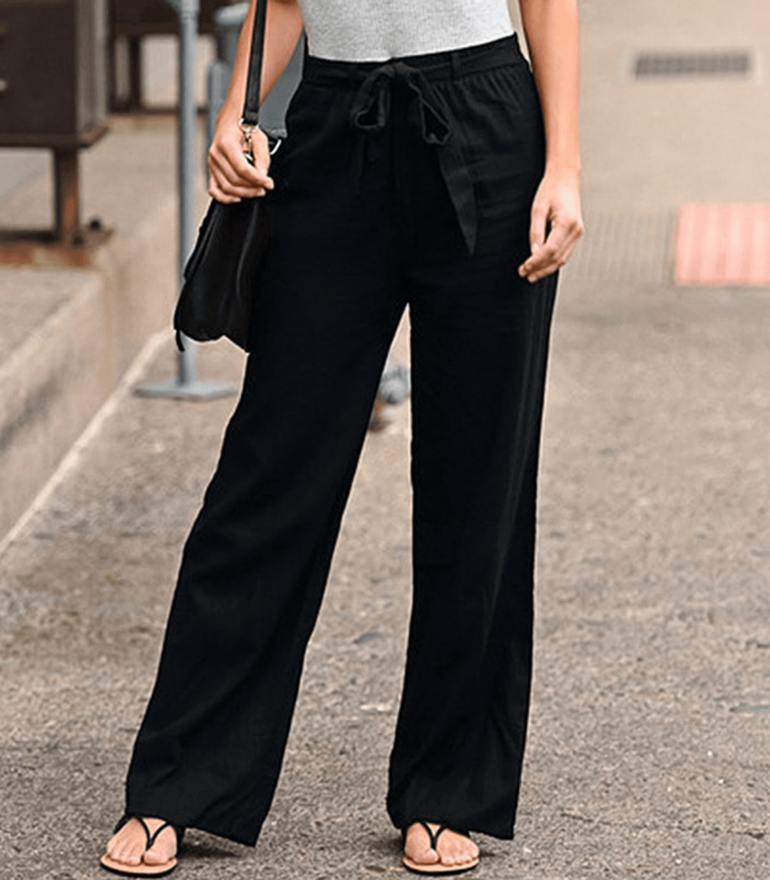W&W Mode | Leinenhose aus Baumwolle mit Kordelzug und elastischem Bund