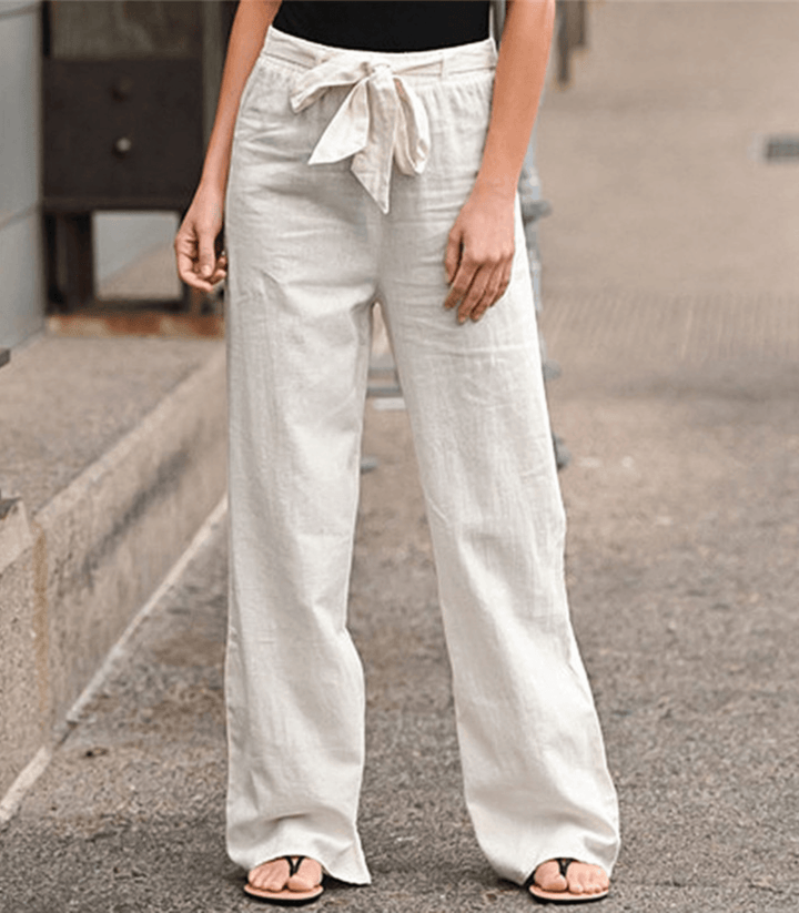 W&W Mode | Leinenhose aus Baumwolle mit Kordelzug und elastischem Bund