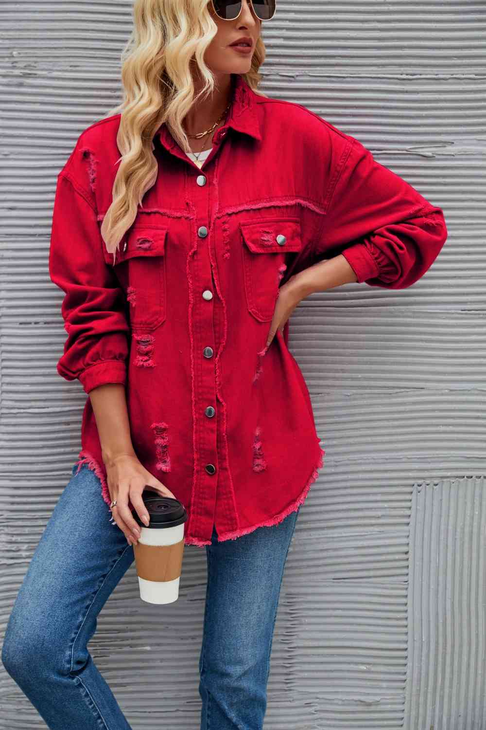 WW | Zerrissene Rohsaum-Denimjacke