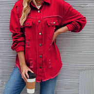 WW | Zerrissene Rohsaum-Denimjacke