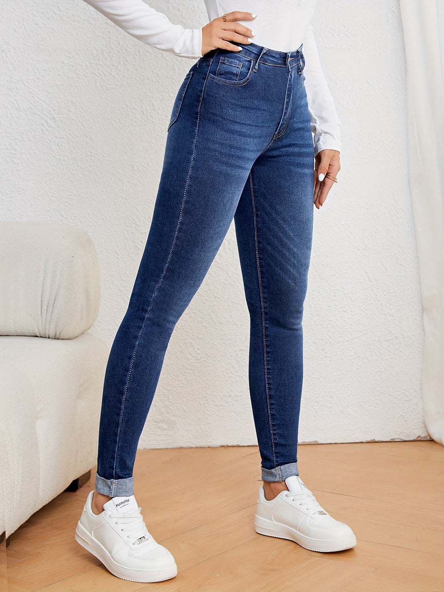 WW | Olivgrüne High Waist Slim Fit Jeans Mit Stretch Denim