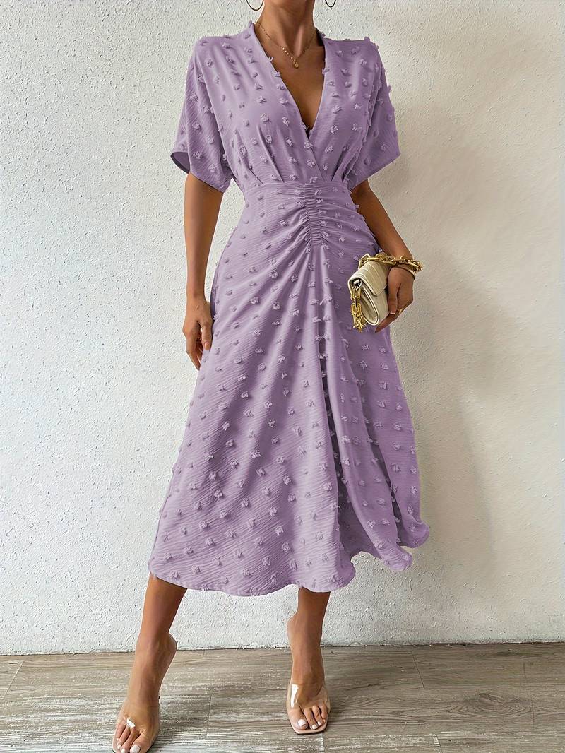 WW | Swiss Dot Rüsch Midi Kleid