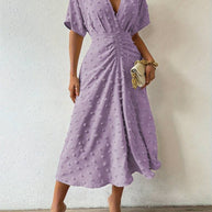 WW | Swiss Dot Rüsch Midi Kleid