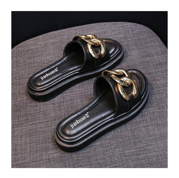 W&W Mode | Sandals women with platform and golden chain