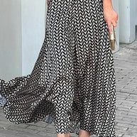 WW Maxi-Kleid | Elegantes modernes Damenkleid in A-Linie mit langen Ärmeln und Gürtel