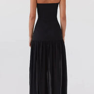 WW | Eden Patchwork Semi-Transparent Chiffon Strapless Maxi-Kleid