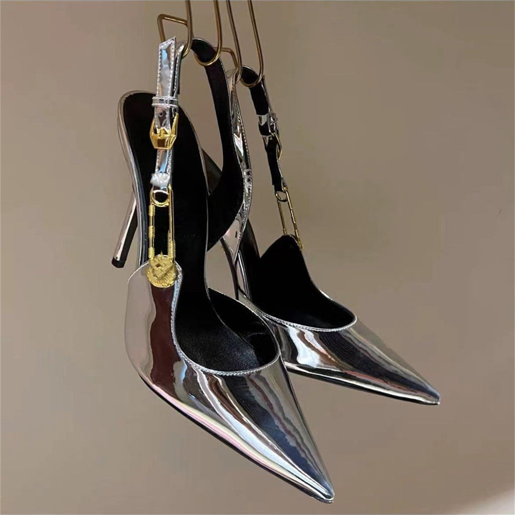 WW | Damen Rhinestone Spitzeblatt Riemen Dekorative Absatzschuhe