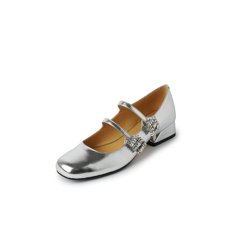 WW | Rund Kopf Chunky Absatz Niedrig Schnitt Bequeme Pumps