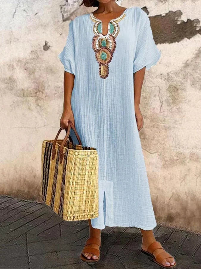 W&W Mode | Kaftan Kleid Mit Ethno Akzent
