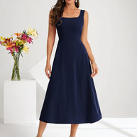 WW | Elegantes Kleid mit Trägern Dunkelblau Farbe