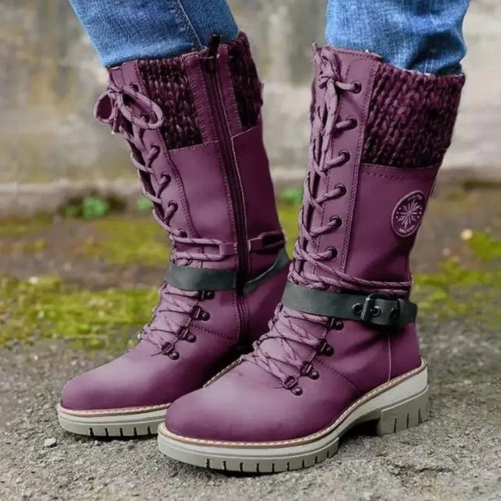 W&W Mode | Moderne Gestrickte Schneestiefel Mit Halbhoher Sohle