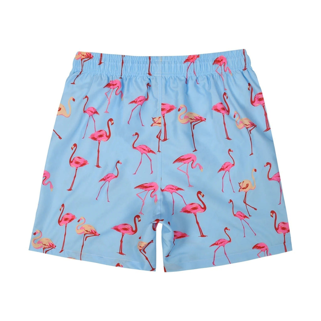 WW | Hellblau Bade Shorts mit Vogelprint für Männer