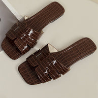 WW | Weiße Slides Mit Kroko Optik