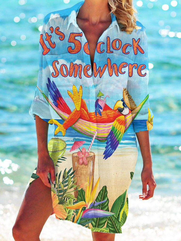 WW | Mantel Hemd Badeanzug Strickjacke Damenbekleidung Print Urlaub Strandhemd