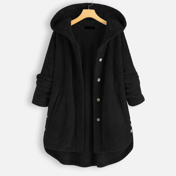 Halblange, wendbare Fleecejacke mit Kapuze für den Winter