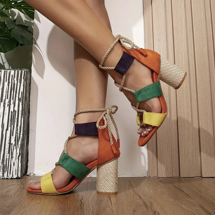 W&W Mode | Colorblock-Sandalen für Damen mit Absätzen