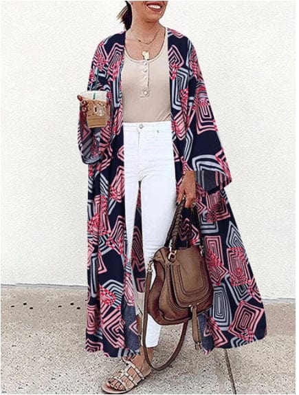 WW | Lockere Lange Ärmel Front Kimono