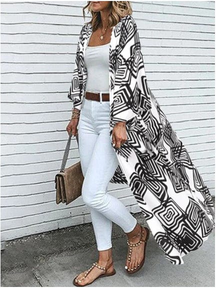 WW | Lockere Lange Ärmel Front Kimono