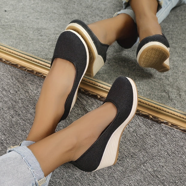 WW | Atmungsaktive Slipper Mit Keilabsatz Schuhen