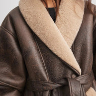 WW | Sherpa-Gefütterte Kunstlederjacke mit Gürtel