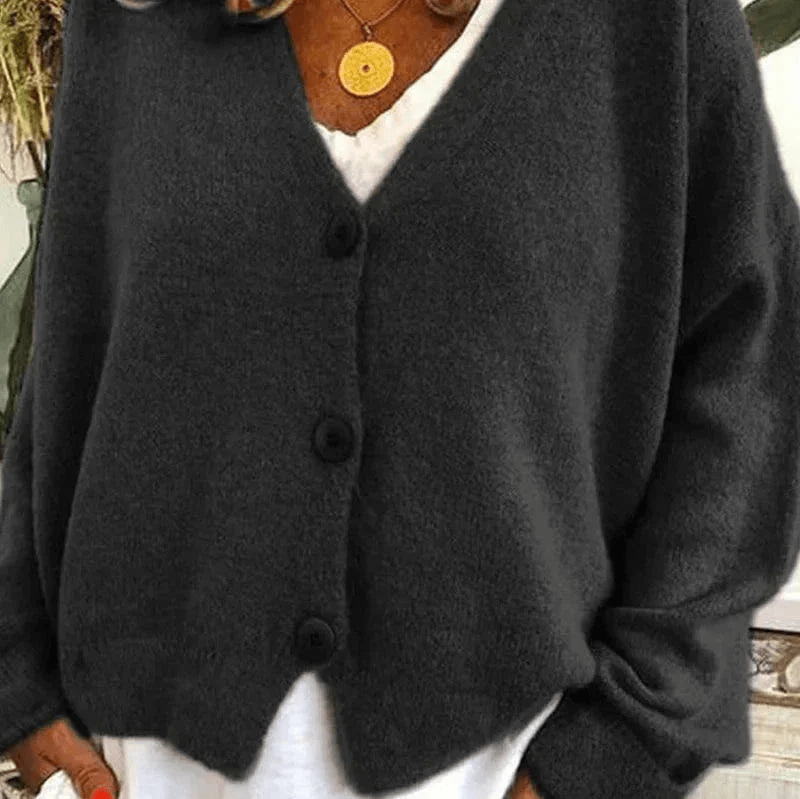 WW | Bequemer V-Ausschnitt Strickjacke Damen Pullover Strickweste Weicher Stoff