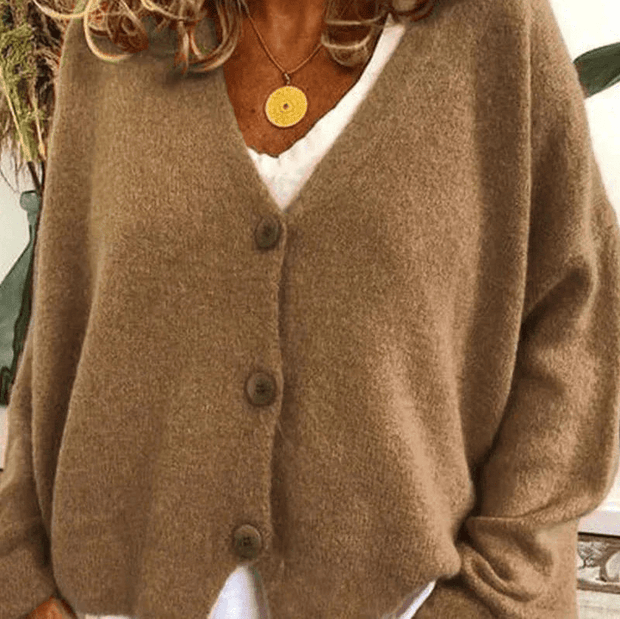 WW | Bequemer V-Ausschnitt Strickjacke Damen Pullover Strickweste Weicher Stoff