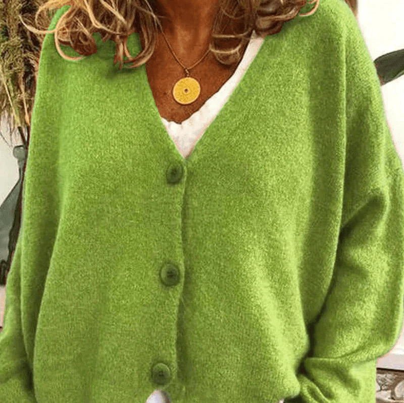 WW | Bequemer V-Ausschnitt Strickjacke Damen Pullover Strickweste Weicher Stoff