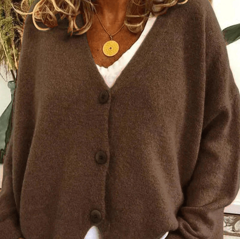 WW | Bequemer V-Ausschnitt Strickjacke Damen Pullover Strickweste Weicher Stoff
