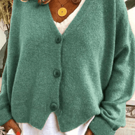 WW | Bequemer V-Ausschnitt Strickjacke Damen Pullover Strickweste Weicher Stoff
