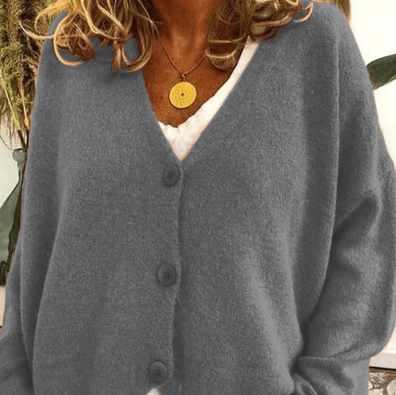 WW | Bequemer V-Ausschnitt Strickjacke Damen Pullover Strickweste Weicher Stoff