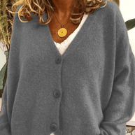 WW | Bequemer V-Ausschnitt Strickjacke Damen Pullover Strickweste Weicher Stoff