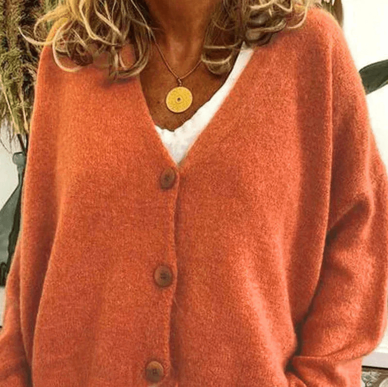WW | Bequemer V-Ausschnitt Strickjacke Damen Pullover Strickweste Weicher Stoff