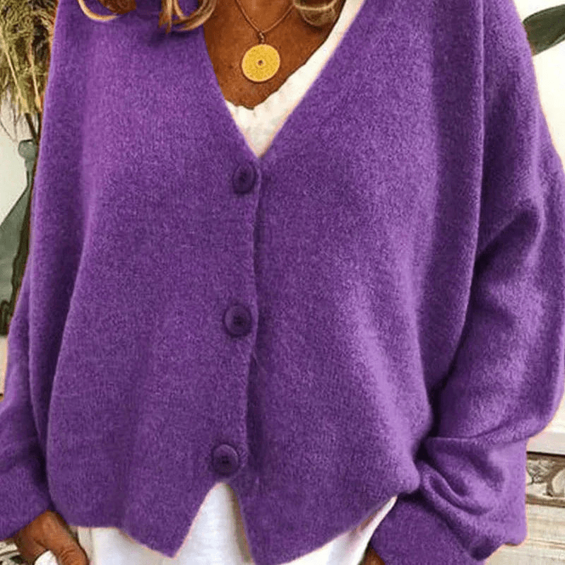 WW | Bequemer V-Ausschnitt Strickjacke Damen Pullover Strickweste Weicher Stoff
