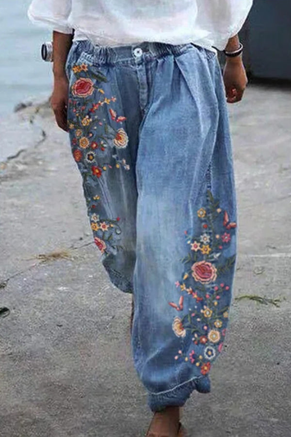 WW | Bohemian Floral Gedruckte Übergroße Harem-Hose