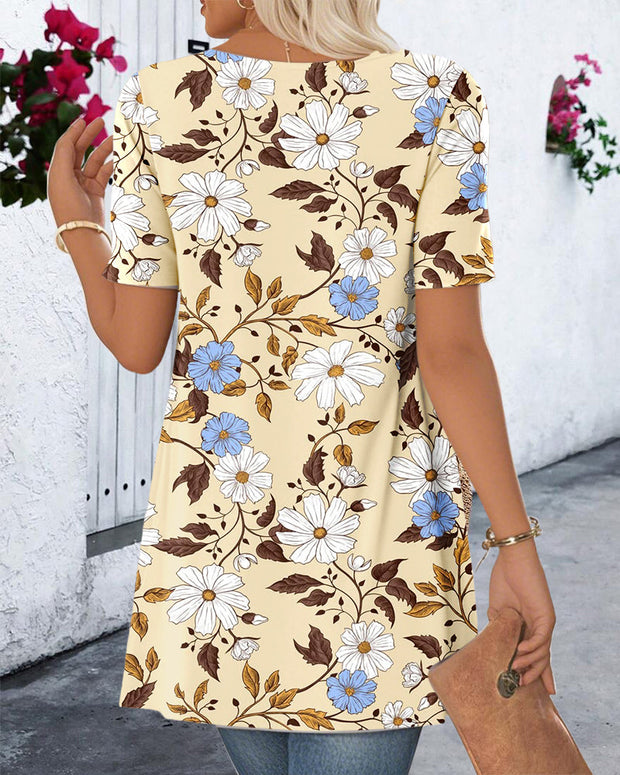 WW | Bluse Fake Zweiteiler Blumenmuster