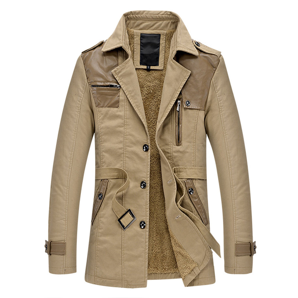 WW | Eleganter, Isolierter Langer Trenchcoat Für Herren Mit Taillengürtel