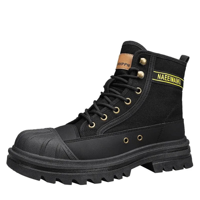 W&W Mode | Herren lässige sportliche Canvas Stiefel mit dicker Sohle