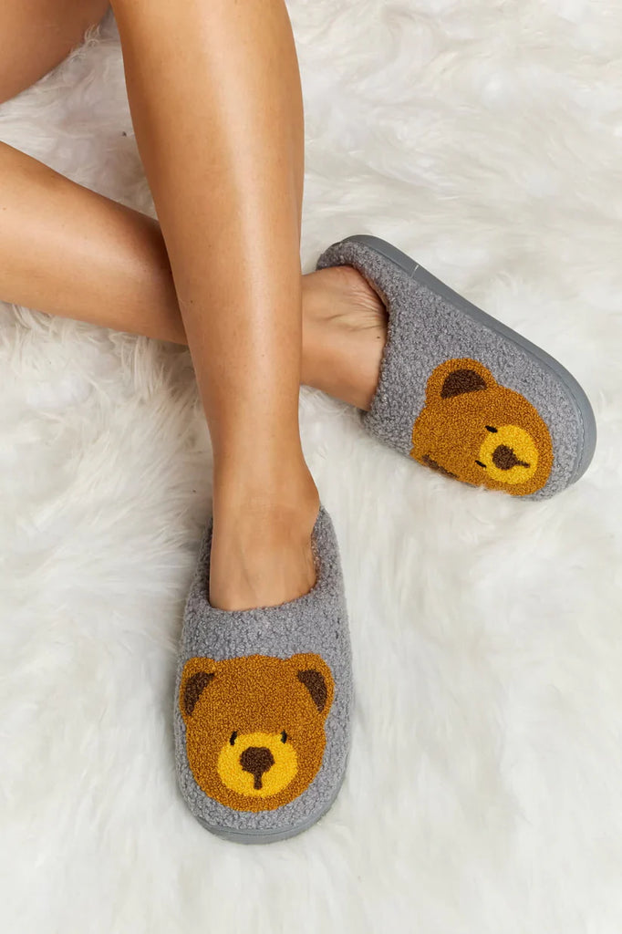 WOLFF | Stilvolle Winter Chic Teddybear Print Slide Slippers Für Frauen