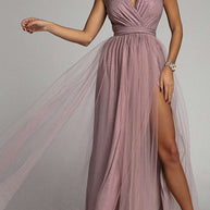 WW | It'S My Day Light Tulle Schlitz Maxi Kleid