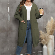 WW | Plus Size Langarm Taschen Cardigan
