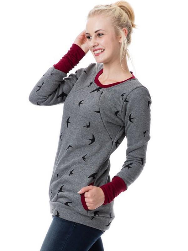 WW | Schwangerschafts-Chaps, Krankenschwester-Sweatshirts, Blumendruck, Taschen, Reißverschluss, Stillkleidung