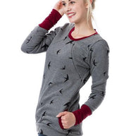WW | Schwangerschafts-Chaps, Krankenschwester-Sweatshirts, Blumendruck, Taschen, Reißverschluss, Stillkleidung