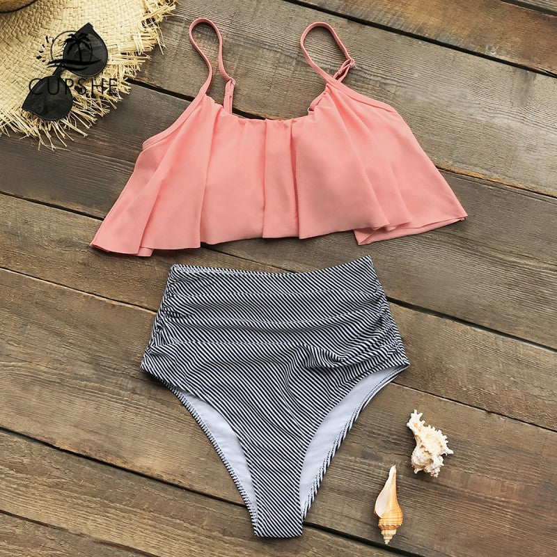 WW | Bunter Bikini mit Rüschen