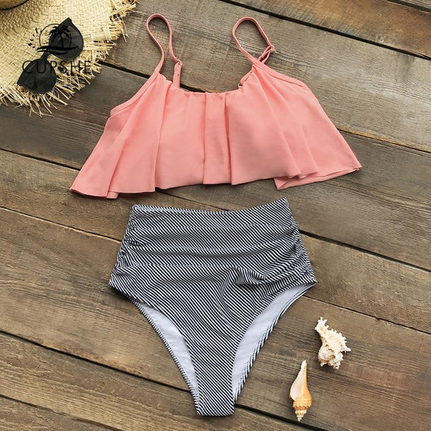 WW | Bunter Bikini mit Rüschen
